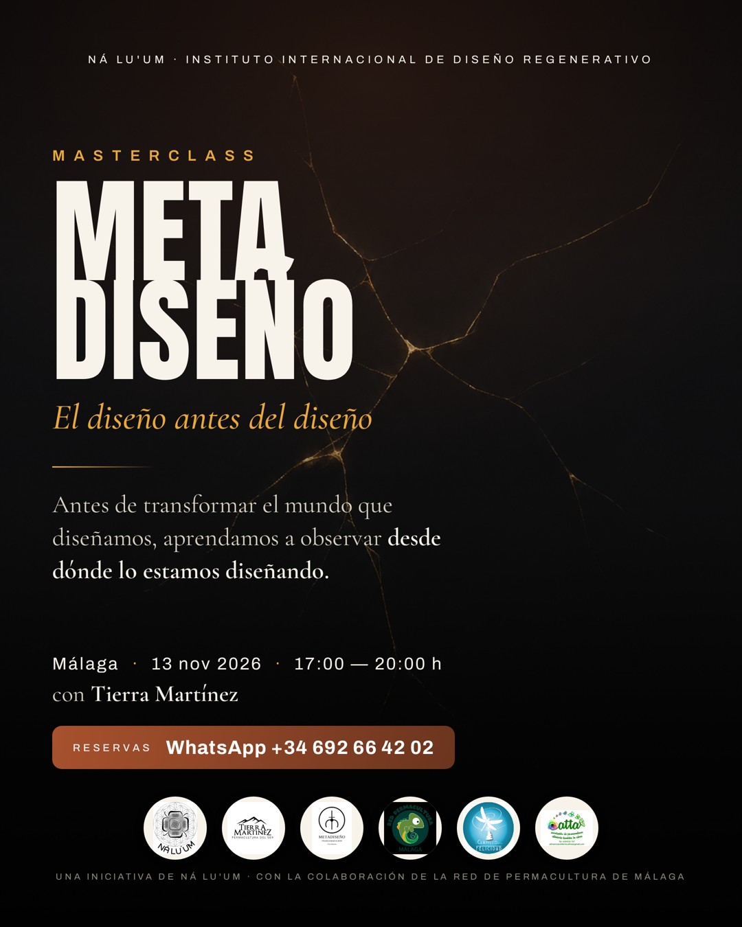 Afiche de la Masterclass de Metadiseño con Tierra Martínez en Málaga